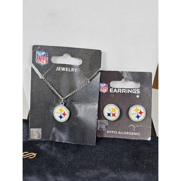 New NFL Pittsburgh Steelers Necklace & Earring 3pcs Set Jewelry NWT - Picture 1 of 6
